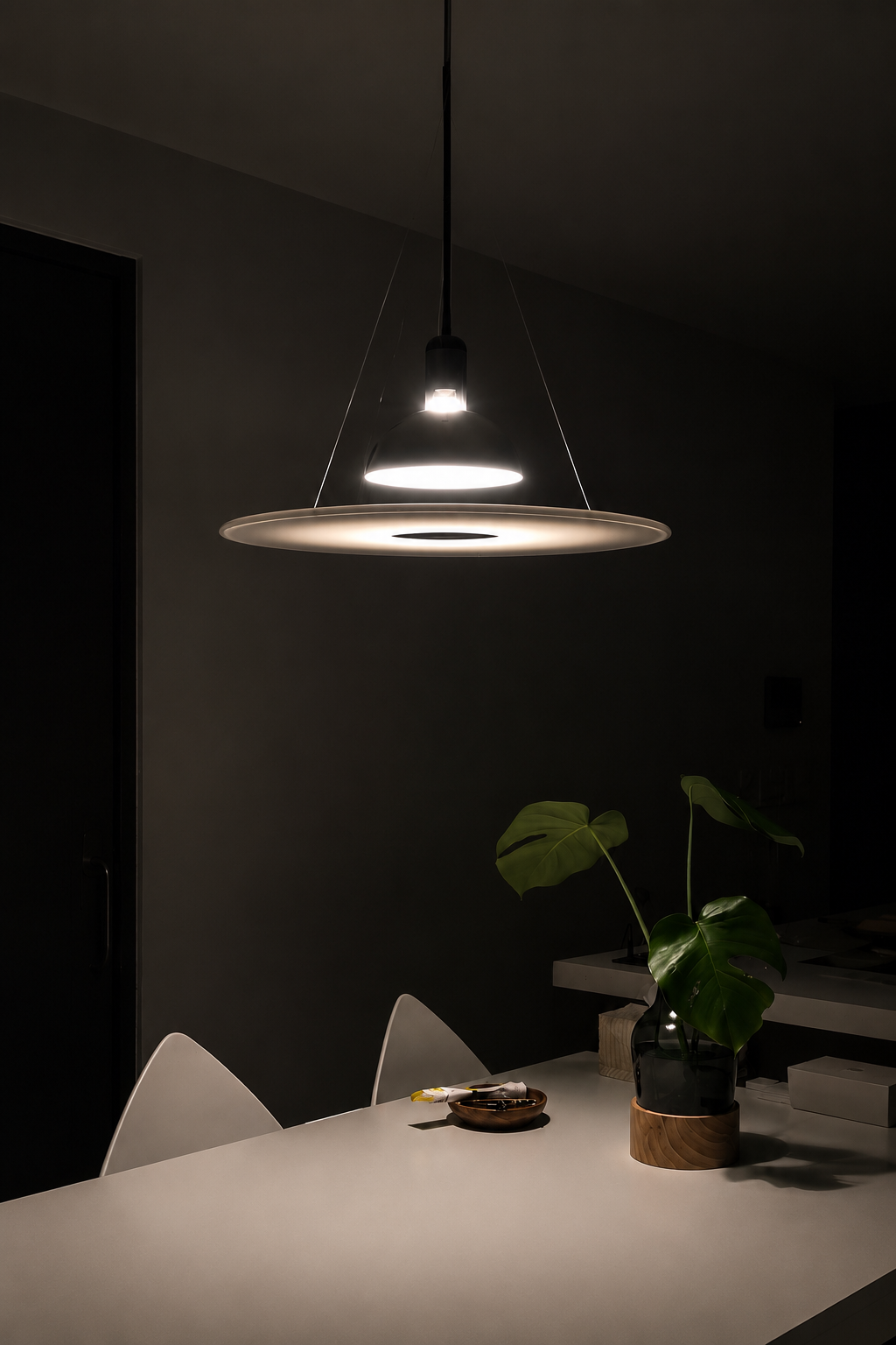 Halo Disc Pendant Light | Modern Black Designer Suspension Lamp