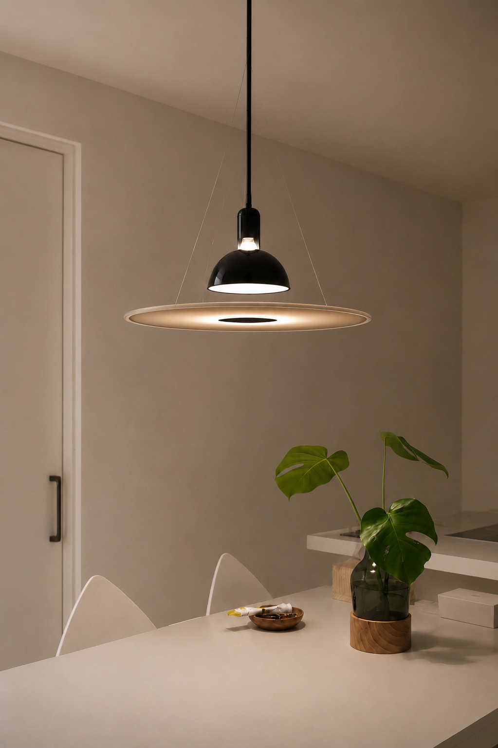 Halo Disc Pendant Light | Modern Black Designer Suspension Lamp