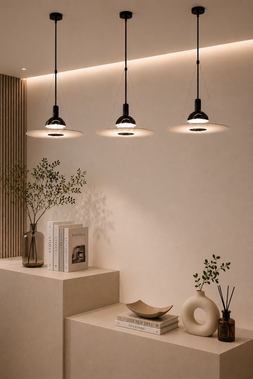 Halo Disc Pendant Light | Modern Black Designer Suspension Lamp