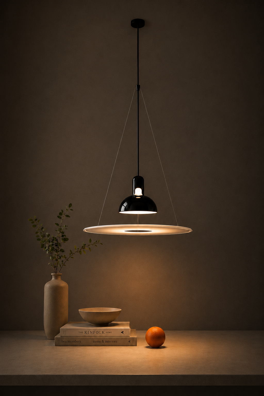 Halo Disc Pendant Light | Modern Black Designer Suspension Lamp