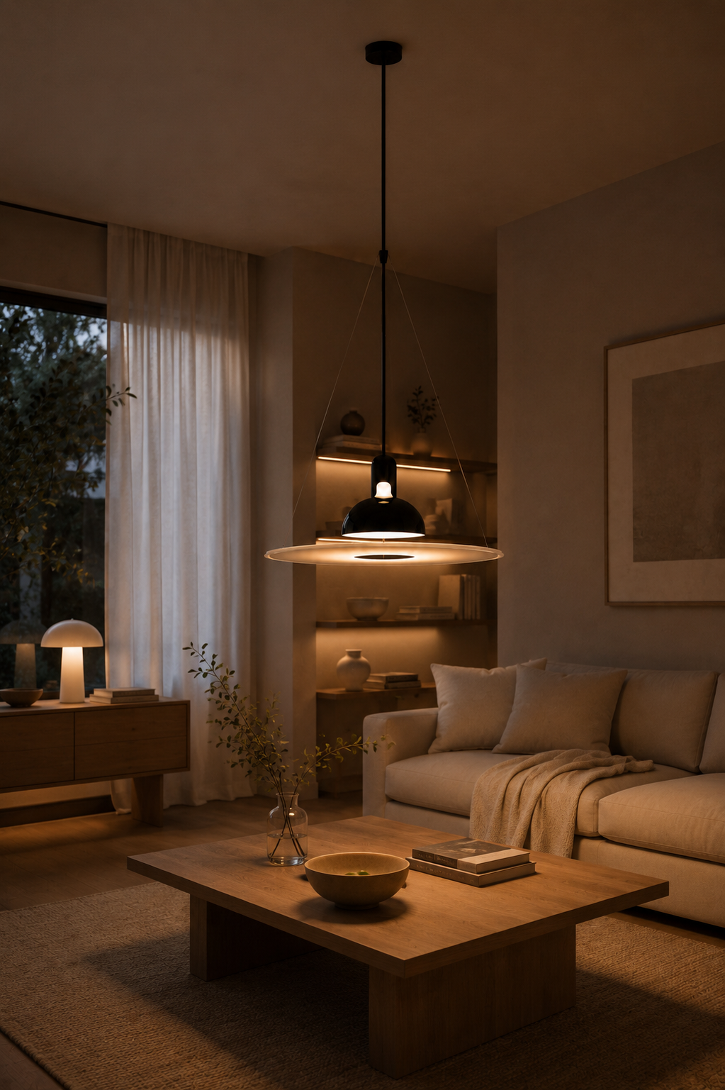 Halo Disc Pendant Light | Modern Black Designer Suspension Lamp