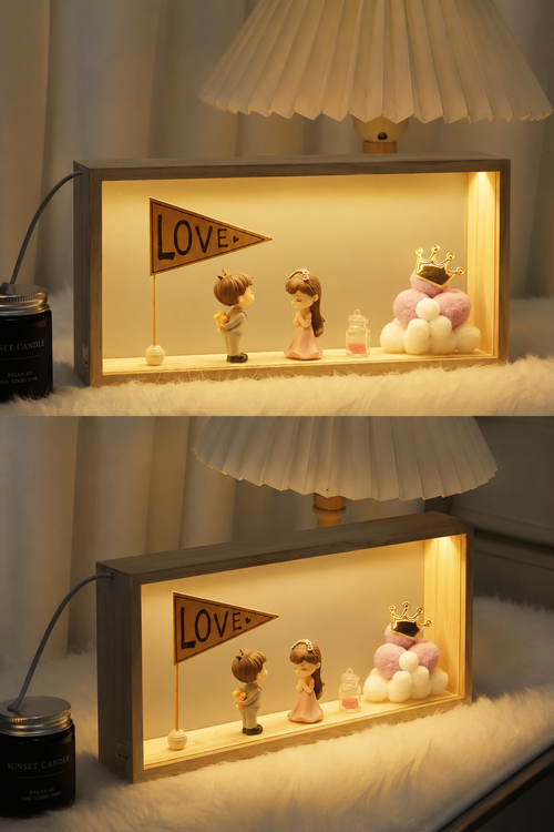 Couple Wooden Frame Night Light