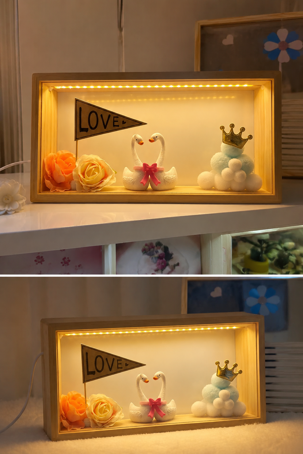 Couple Wooden Frame Night Light