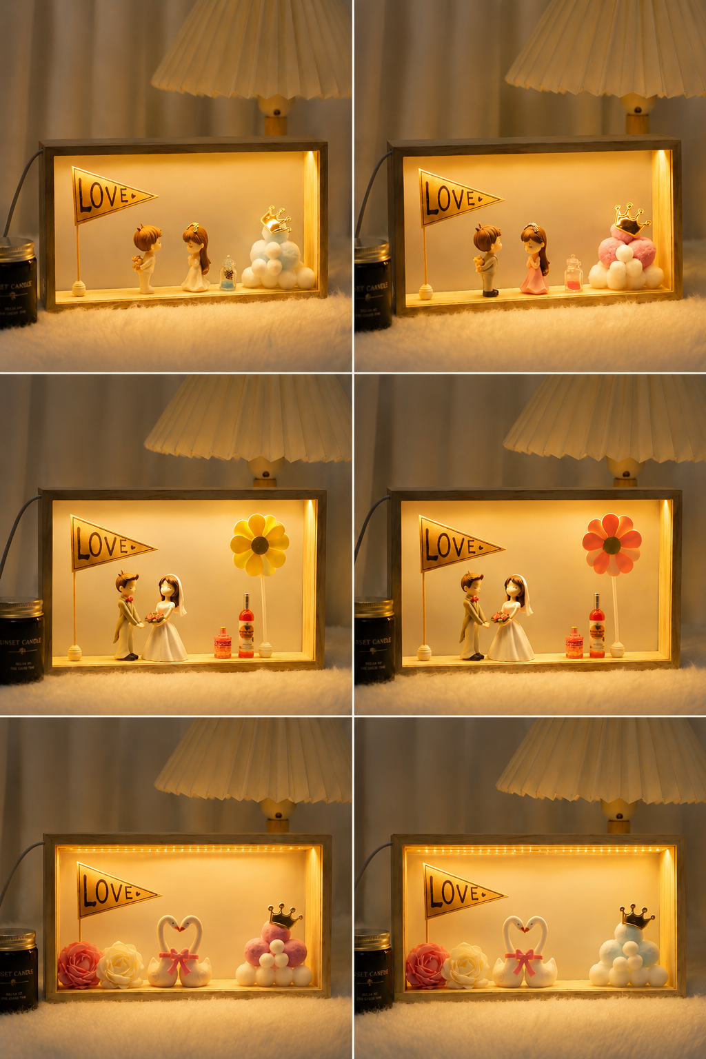 Couple Wooden Frame Night Light