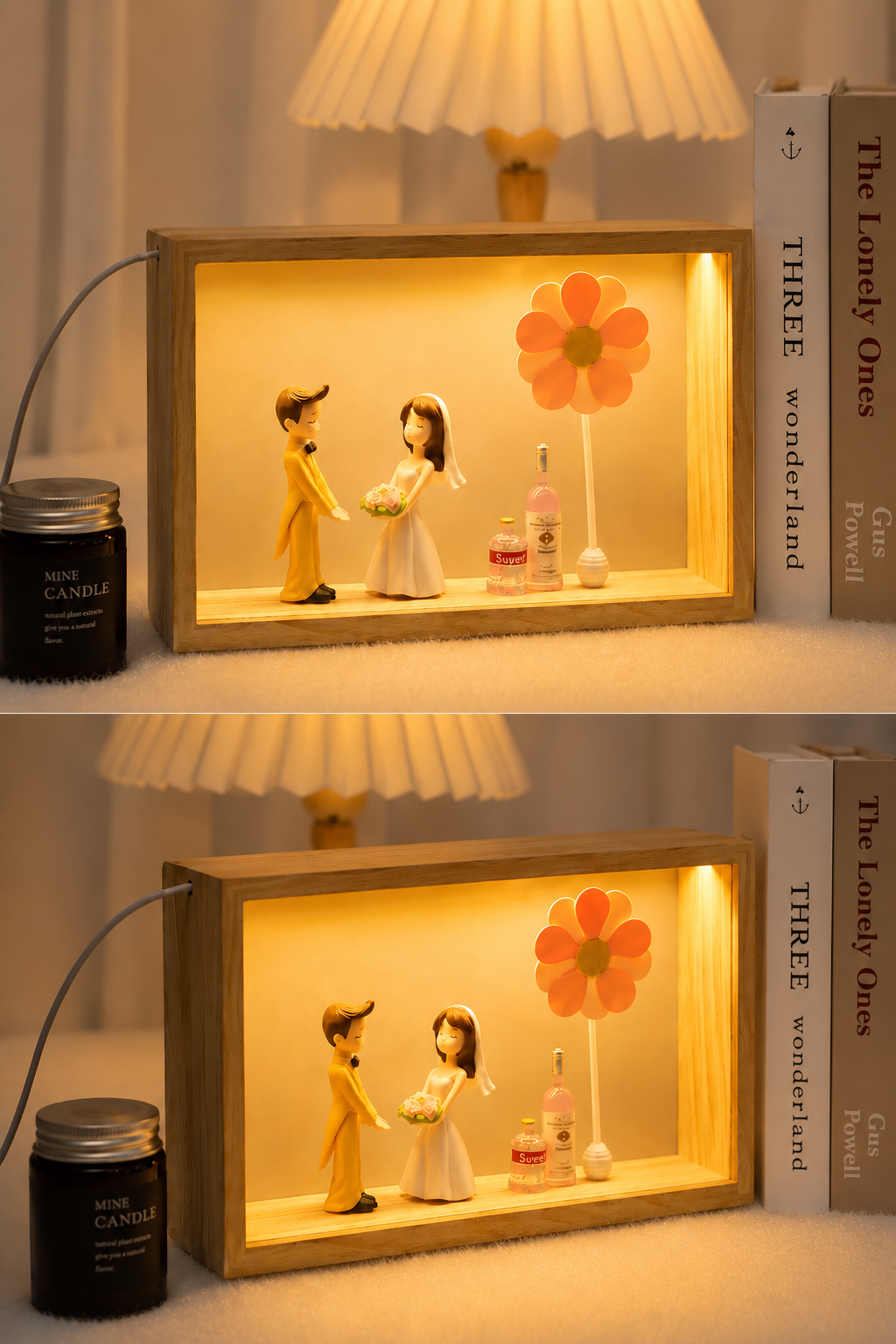 Couple Wooden Frame Night Light
