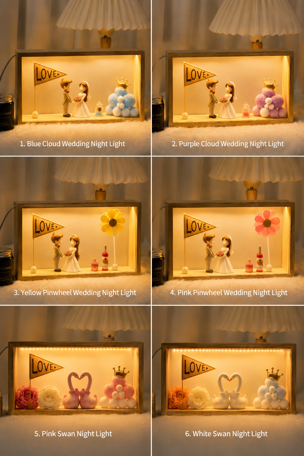Couple Wooden Frame Night Light