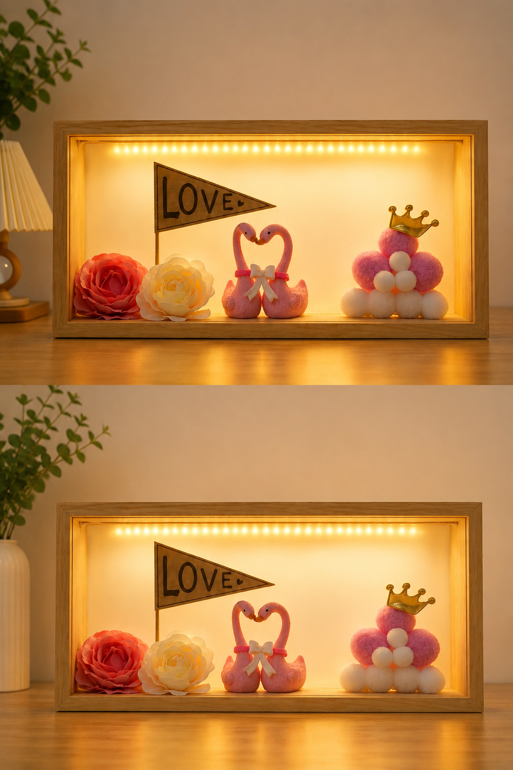 Couple Wooden Frame Night Light