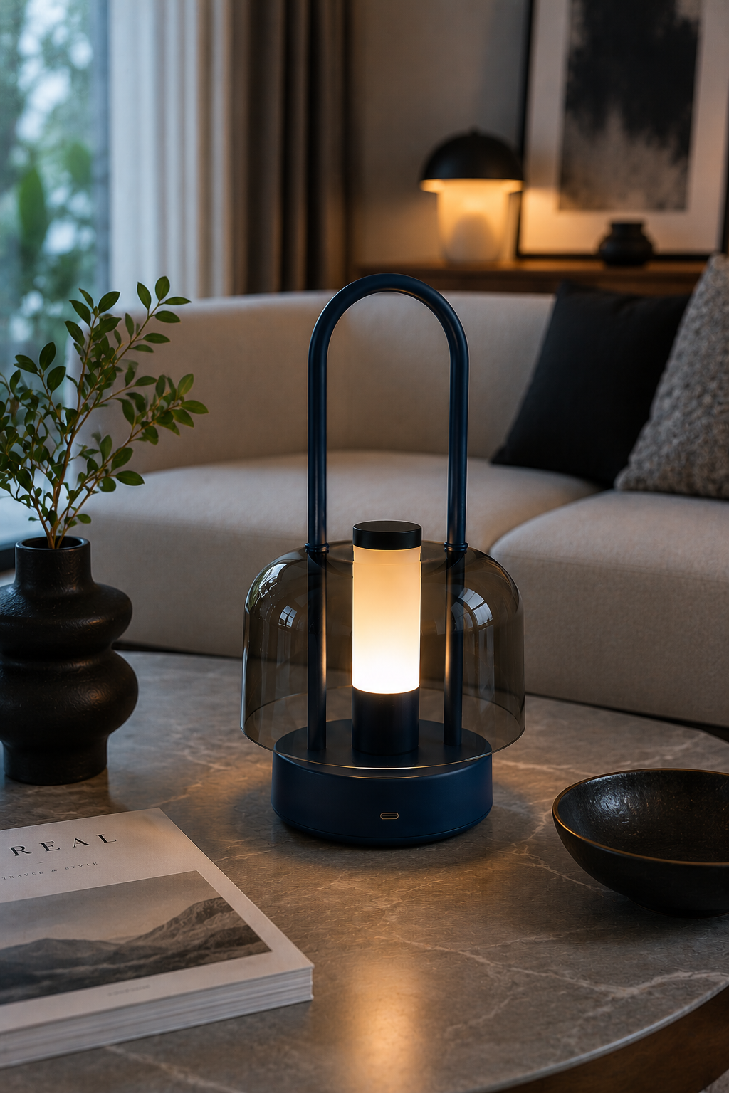 Nordic Rechargeable Lantern Table Lamp – LED Bedside Ambient Light