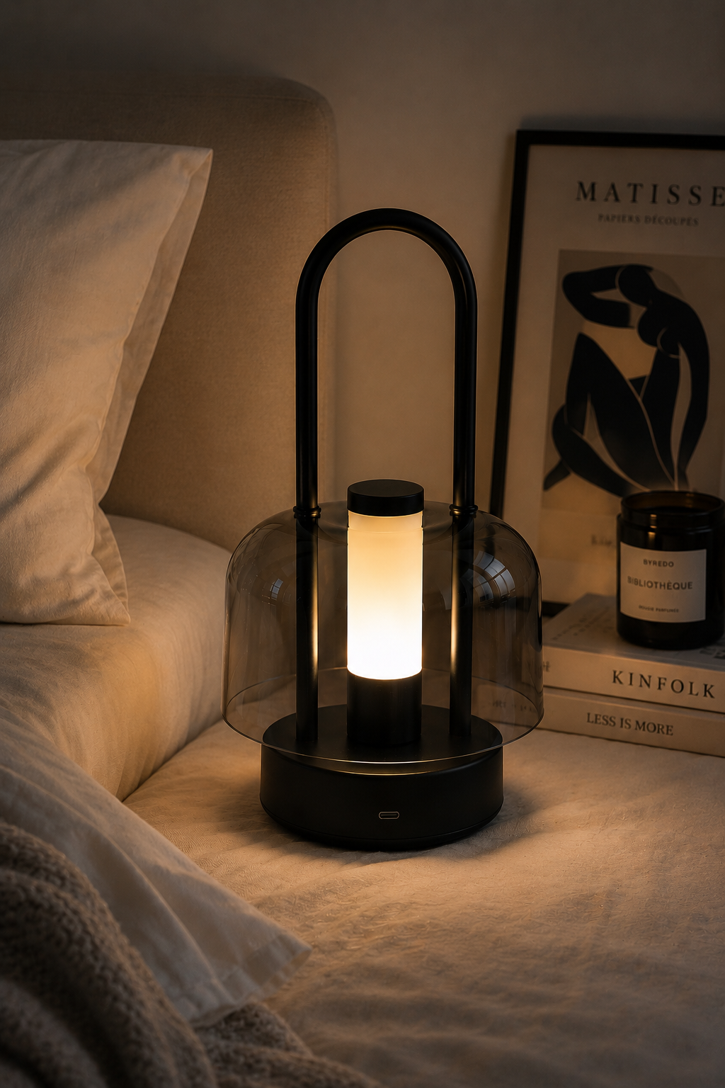 Nordic Rechargeable Lantern Table Lamp – LED Bedside Ambient Light