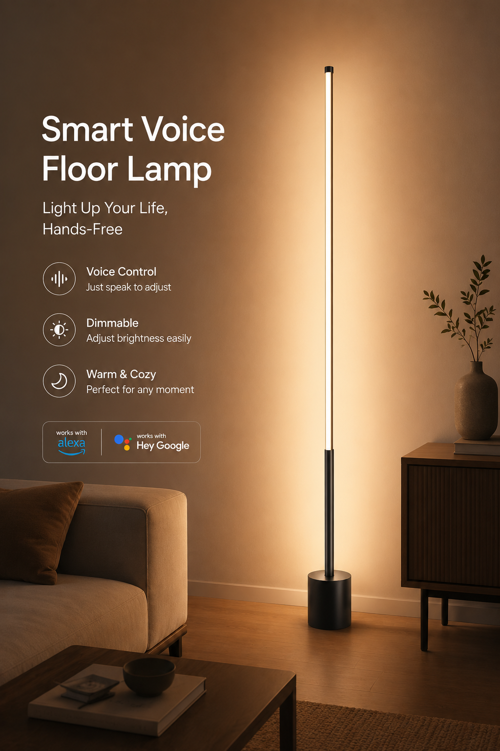 Modern LED Floor Lamp for Living Room & Bedroom